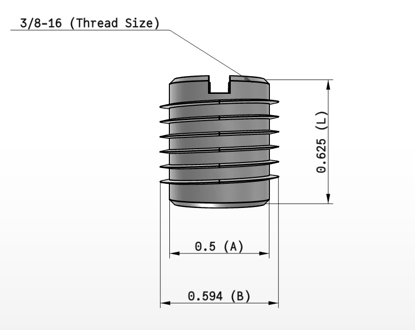 E-Z Knife™ Threaded Insert for Hard Wood - Stainless Steel - 3/8-16 (5 pack)
