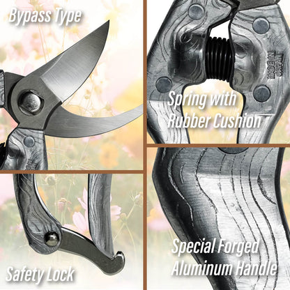 SUIZAN Japanese Bypass Pruning Shears 8.3 Inch