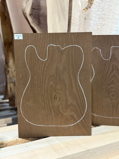 Roasted Ash Electric Guitar Blank - One Piece Body