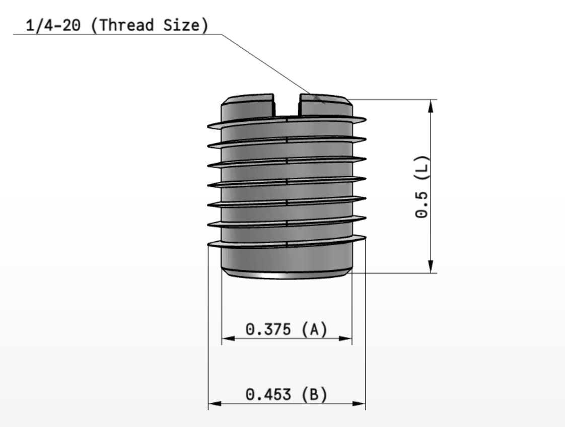 E-Z Knife™ Threaded Insert for Hard Wood - 303 Stainless - 1/4-20 (10 pack)