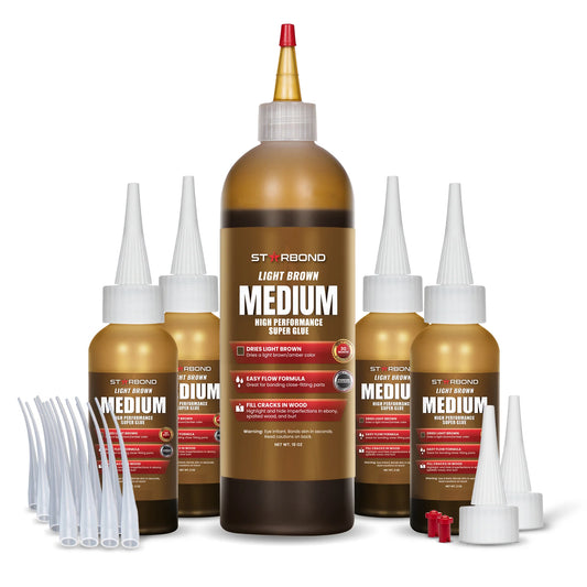 BR-150 Starbond Brown Medium CA Glue - 16oz Set